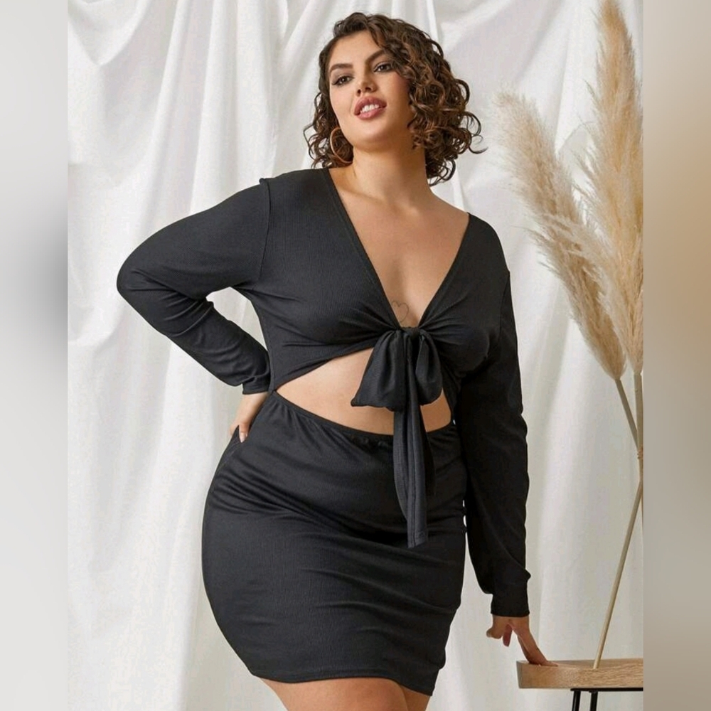 Peekaboo Tie Front Bodycon Dress